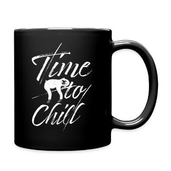 Faultier Zeit Zum Chillen Spruch - Tasse einfarbig - Schwarz - Rechts