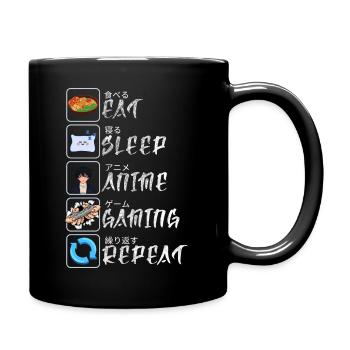 Anime & Gaming Lifestyle - 'Eat, Sleep, Anime - Full Colour Mug - black - Right