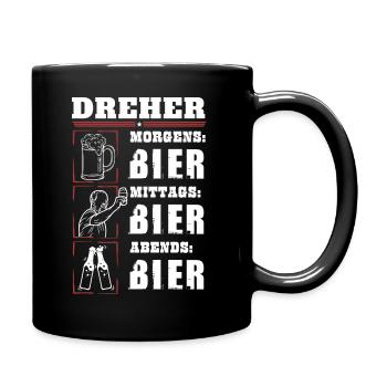 Mein Tagesablauf als Dreher - Tasse einfarbig - Schwarz - Rechts