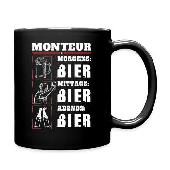 Mein Tagesablauf als Monteur - Tasse einfarbig - Schwarz - Rechts