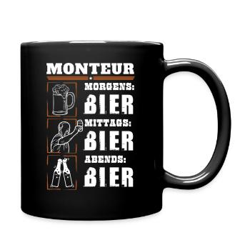 Mein Tagesablauf als Monteur - Tasse einfarbig - Schwarz - Rechts