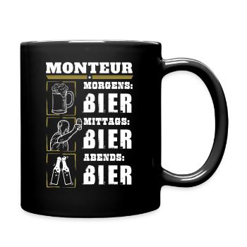 Mein Tagesablauf als Monteur - Tasse einfarbig - Schwarz - Rechts