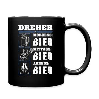 Mein Tagesablauf als Dreher - Tasse einfarbig - Schwarz - Rechts