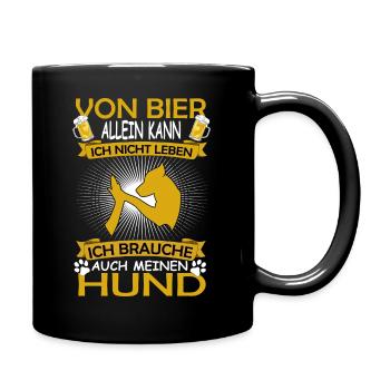 Hund und Bier Liebhaber Spruch High Five - Tasse einfarbig - Schwarz - Rechts