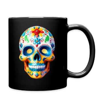 Mexikanischer Totenkopf - Dia de Muertes - Tasse einfarbig - Schwarz - Rechts