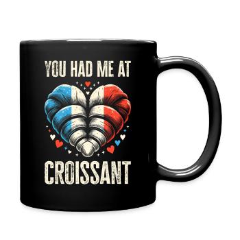 Funny Croissant Design - Win with Humor - Full Colour Mug - black - Right