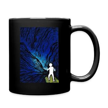 Linolschnitt Marine-Illustration - Tasse einfarbig - Schwarz - Rechts