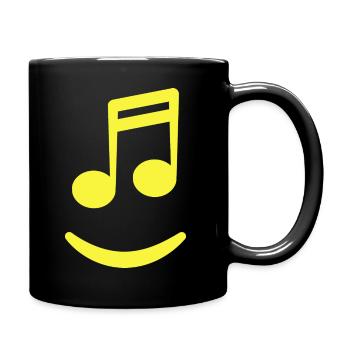 Music Makes You Happy - Sheet Music Laughs Joy Musicians - Full Colour Mug - black - Right