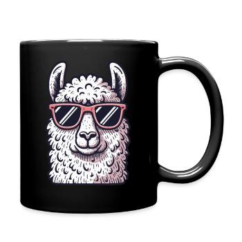 Lama avec des lunettes de soleil, cool, pas de drame, alpaga - Mug uni - noir - Droite