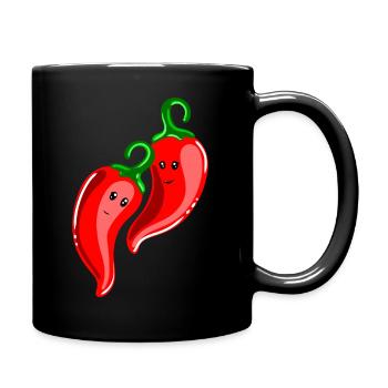 Two chillis in love - Full Colour Mug - black - Right