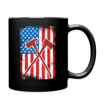 4. Juli US Feuerwehrmann - Tasse einfarbig - Schwarz - Rechts