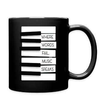 where words fail music speaks - Full Colour Mug - black - Right