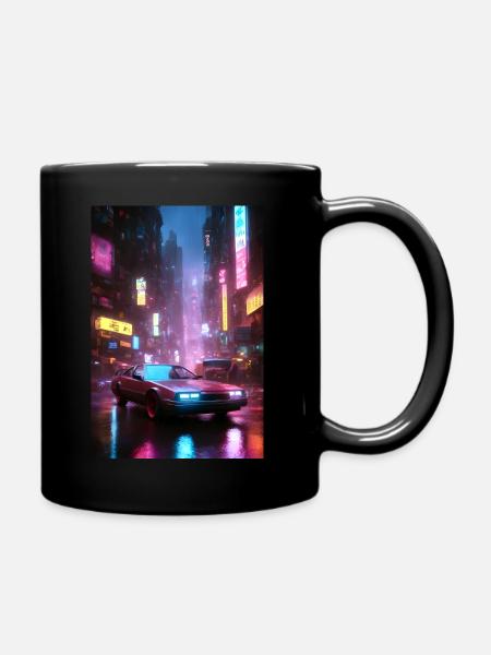 Cyberpunk Classic Car - Full Colour Mug - black