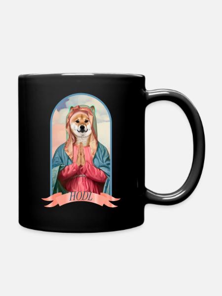 Praying for memecoins - Full Colour Mug - black