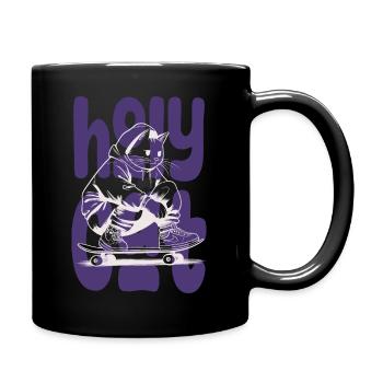 Kawaii Holycat, the biblical cat skater - Full Colour Mug - black - Right