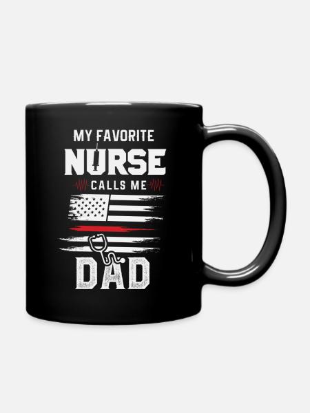 Best fathers day shirt for a proud dad of a Nurse. - Full Colour Mug - black