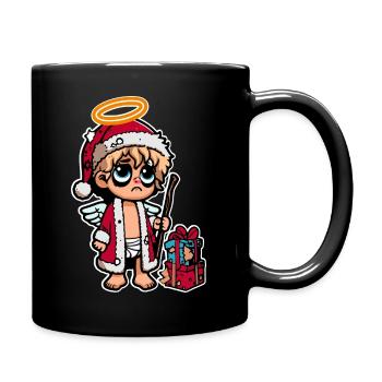 Lustiges Müdes Christkind - Tasse einfarbig - Schwarz - Rechts