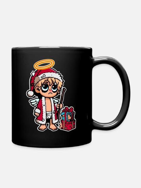 Lustiges Müdes Christkind - Tasse einfarbig - Schwarz