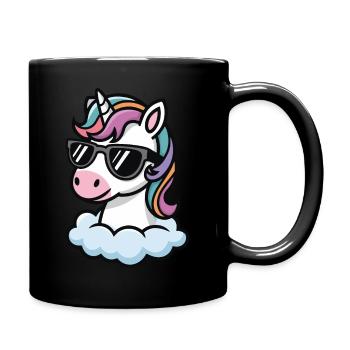 Cheeky unicorn with cool sunglasses - Full Colour Mug - black - Right