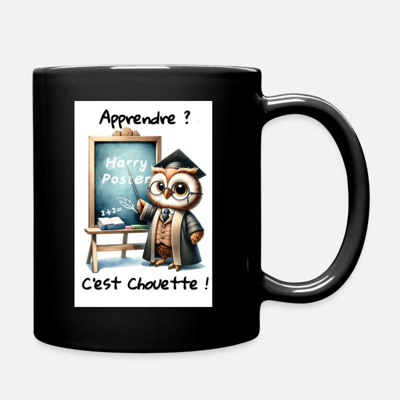 Owl Teacher - Learning is great! - Full Colour Mug - black