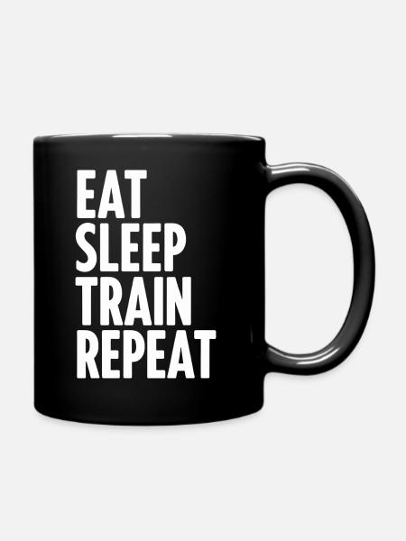 Eat sleep train repeat - Full Colour Mug - black