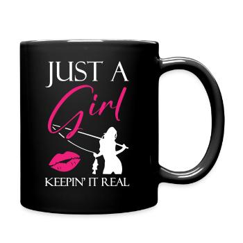 Jus a Girl Keepin it Real Fishing - Full Colour Mug - black - Right