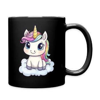 Kawaii unicorn, cute magical animal, cloud - Full Colour Mug - black - Right