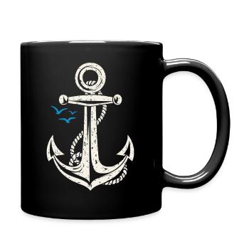 Anchors & Seagulls | Maritime | Ship - Full Colour Mug - black - Right