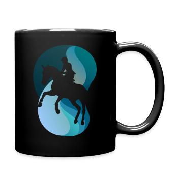 Dressurpferd Reitschule - Tasse einfarbig - Schwarz - Rechts