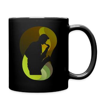 Saxophonist Blaskapelle Orleans - Tasse einfarbig - Schwarz - Rechts