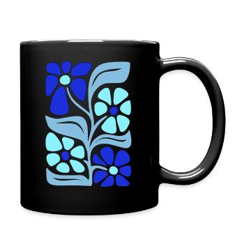 Flower Power - Tasse einfarbig - Schwarz - Rechts