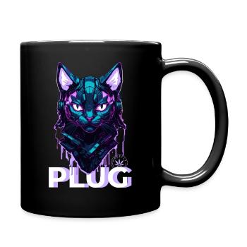 CYBER CAT PLUG - Full Colour Mug - black - Right