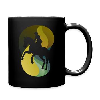 Dressurpferd Reitsport Reiterin - Tasse einfarbig - Schwarz - Rechts