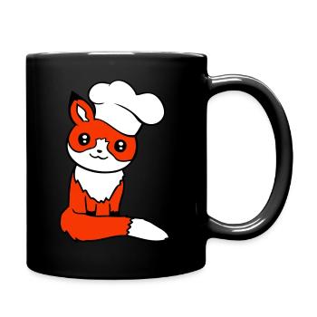 Fuchs Kochmütze Chefkoch Kochen Restaurant Küche - Tasse einfarbig - Schwarz - Rechts