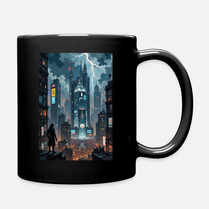 Cyberpunk-Stadtbild. - Tasse einfarbig - Schwarz