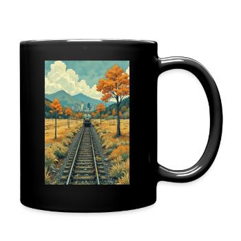 Landschaft mit Zug - Tasse einfarbig - Schwarz - Rechts
