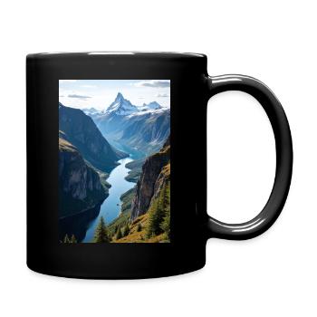Fjord landscape - Full Colour Mug - black - Right