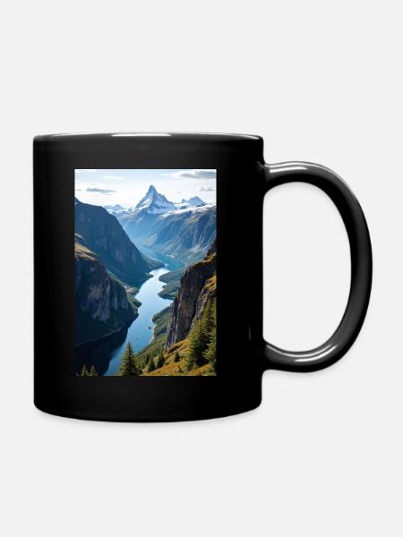 Paysage de fjord - Mug uni - noir