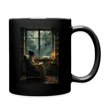Une femme avec un chat. - Mug uni - noir - Droite