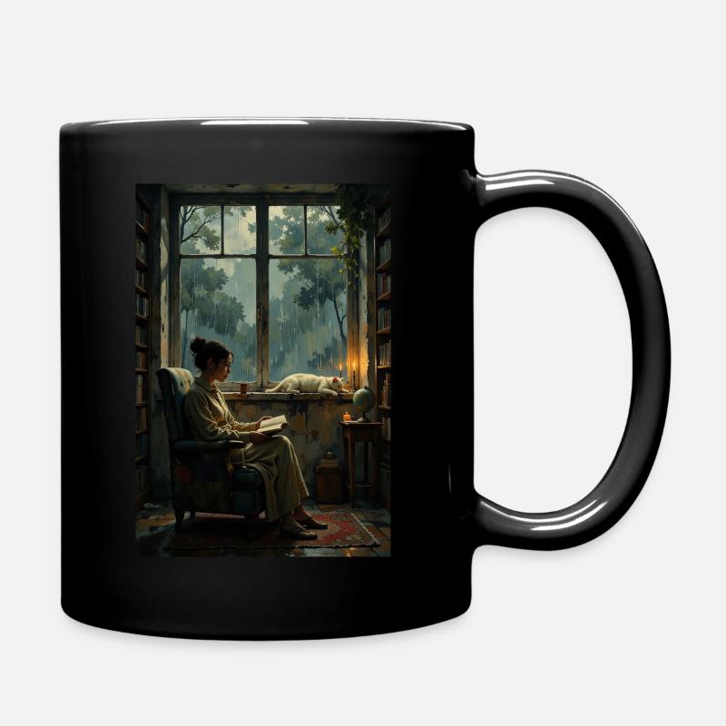 Eine Frau mit einer Katze. - Tasse einfarbig - Schwarz