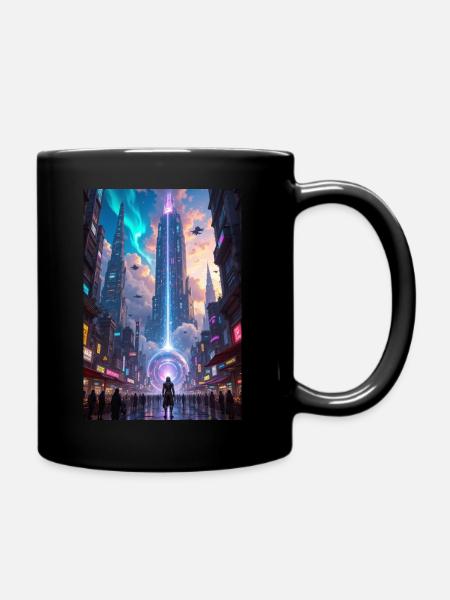 Cyberpunk city. - Full Colour Mug - black