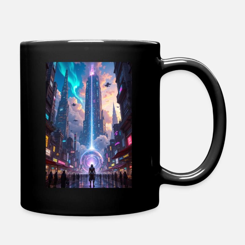 Cyberpunk-Stadt. - Tasse einfarbig - Schwarz