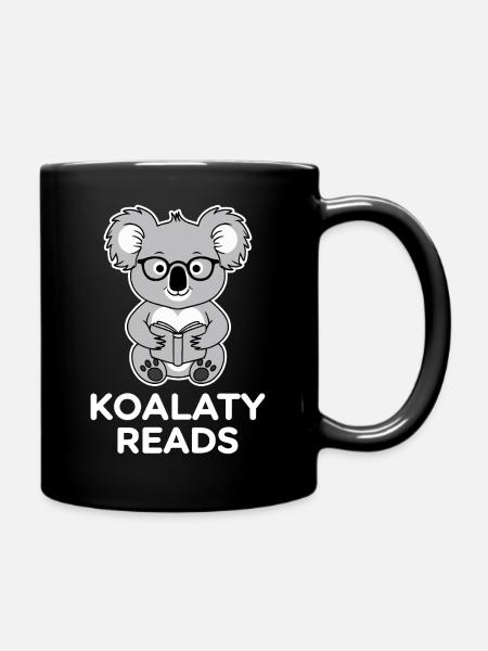 Koalaty Reads - Bücherliebender Koala - Tasse einfarbig - Schwarz