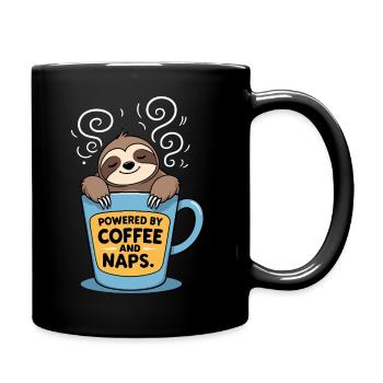 Powered by Coffee and Naps - Sloth Design - Full Colour Mug - black - Right
