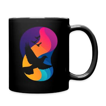 Dove of Peace Turtle Doves - Full Colour Mug - black - Right