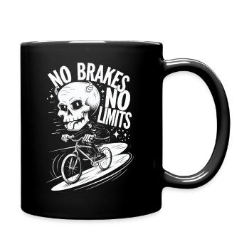 No Brakes No Limits Totenkopf Fahrrad - Tasse einfarbig - Schwarz - Rechts