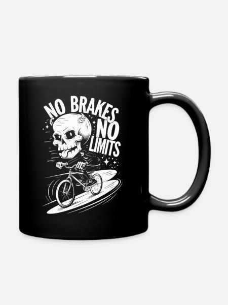 No Brakes No Limits Totenkopf Fahrrad - Tasse einfarbig - Schwarz