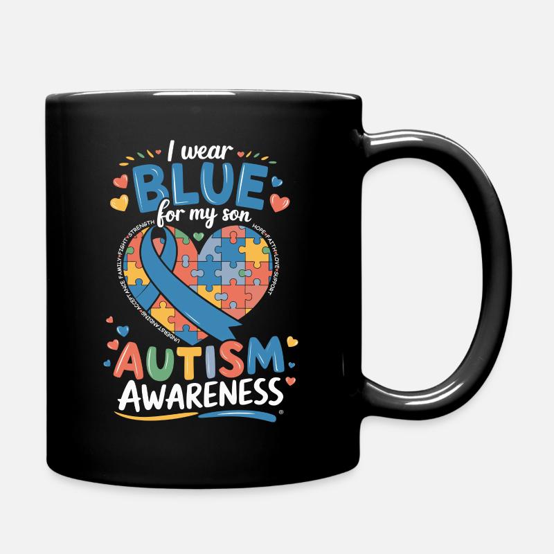 I Wear Blue for My Son Autism Awareness - Tasse einfarbig - Schwarz