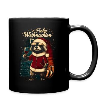 Raton laveur avec verre de vin à Noël - Mug uni - noir - Droite