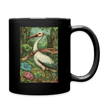 Vintage Stork - Tasse einfarbig - Schwarz - Rechts